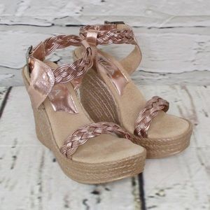 Sbicca Cleo Leather Platform Wedge Sandal Size 6